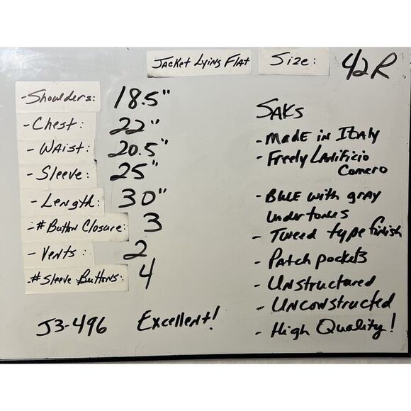 Saks Italy 42R Unstructured Blue Gray Freely Lanificio Comero Sport Coat Jacket - Picture 8 of 15